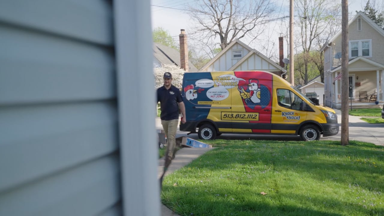 Knock Knock van and technician on a job